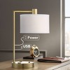 360 Lighting Colby Modern Desk Lamp 21" High Antique Gold with USB and AC Power Outlet in Base White Linen Drum Shade for Bedroom Living Room Desk - 2 of 4