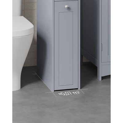 Dove Gray Slim Bathroom Storage Cabinet with Slide Out Drawers