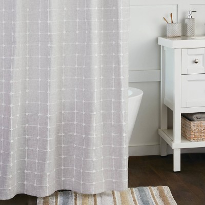 Neutral Windowpane Texture Fabric Shower Curtain 72" x 70"