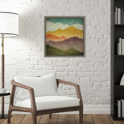 Mountain View Multicolor Framed Canvas Wall Art