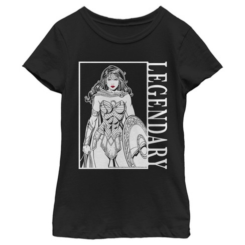 Girl's Wonder Woman Legendary Black and White Poster T-Shirt - image 1 of 4