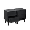 Grungis Modern Wooden Nightstands with Drawers and Storage,Mid Century Vintage-style and Bevel MDF Design Night Stand for Bedroom,2 Set - 4 of 4