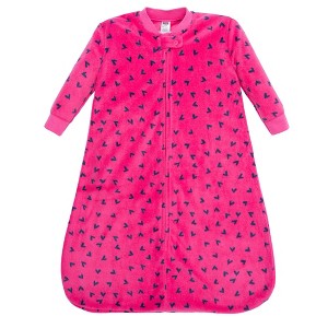 Hudson Baby Infant Girls Long-Sleeve Fleece Sleeping Bag, Navy Hearts - 1 of 2