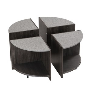 FONTOI 4 Piece of Industrial Round End Table, 2-Tier Coffee Table with Storage for Living Room, Gray, 36.61"*18.9"*36.61" - 1 of 4