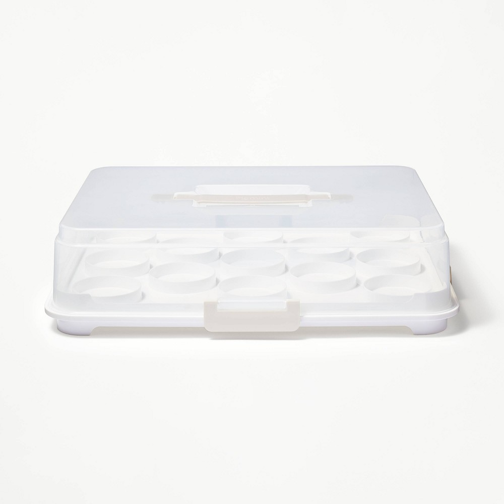 Plastic Rectangle Cupcake Carrier Clear/White/Gray - Figmintâ„¢