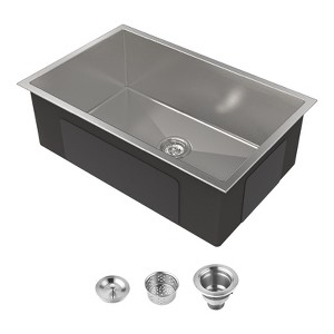 Cobbe Nano gray 30" Undermount Workstation Kitchen Sink, Stainless Steel Modern Single Bowl Kitchen Sink - 1 of 4