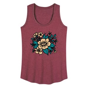 Women's - Instant Message - Etched Flowers Graphic Racerback Tank - 1 of 4