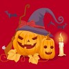 Men's Design By Humans Halloween Witch Pumpkins With Bats By VectorVillain T-Shirt - 2 of 4