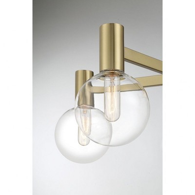 Warm Brass 5-Light Chandelier with Clear Glass Shades