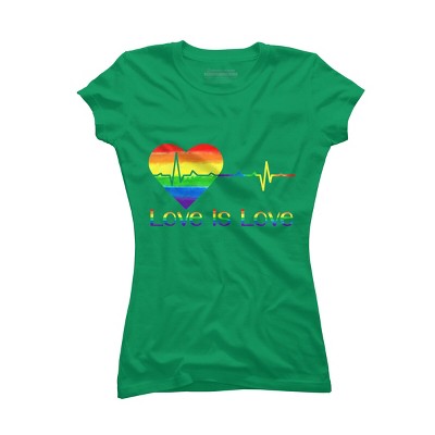 Adult Design By Humans Pride Love is Love Heartbeat By WinterJJ T-Shirt