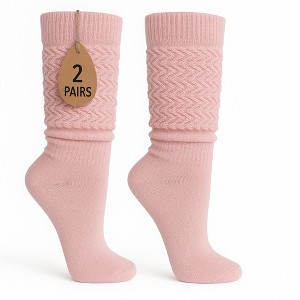 2 Pairs Women's Slouchy Scrunch Knee-High Boot Socks for Casual Wear and Comfort - 1 of 4