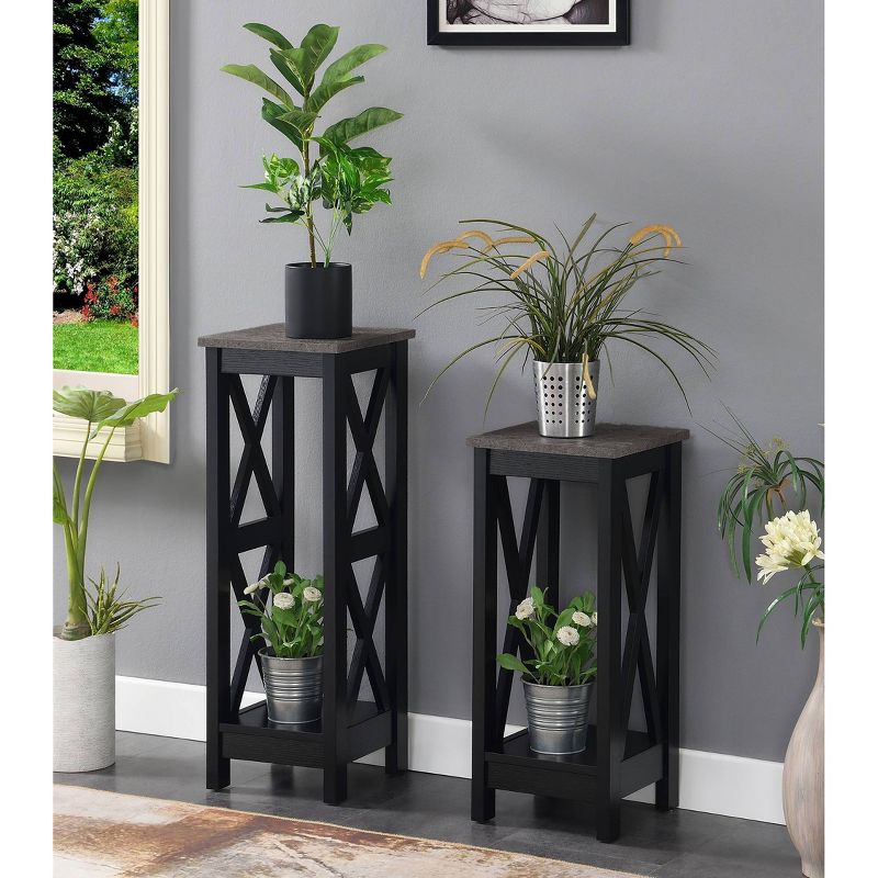 Oxford 2 Tier Plant Stand Cement/Black -  Breighton Home , 4 of 6