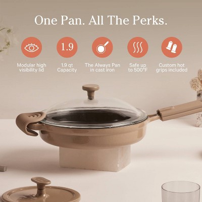 10-Inch Beige Enameled Cast Iron Always Pan with Lid