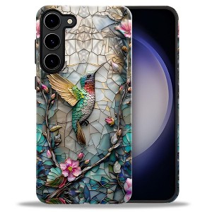 BONGEEK Case Compatible with Samsung Galaxy S23,Scratch Resistant Hybrid 2-Layer Hard Shell Bright Phone Case,Hummingbird Flower Stained Glass - 1 of 4