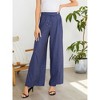 Women's Wide Leg Pants Casual Palazzo Summer Flowy Pants Elastic High Waist Lounge Drawstring Long Trousers - 2 of 4