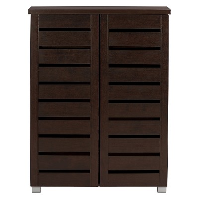 Photo 1 of **iAdalwin Modern and Contemporary 2-Door Wooden Entryway Shoes Storage Cabinet - Dark Brown - Baxton Studio