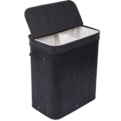 Wowlive 154-liter Fabric 2-section Collapsible Double Laundry Basket  Storage Hamper With Lid And Removable Bags For Bedroom, Dorm, And Bathroom,  Black : Target