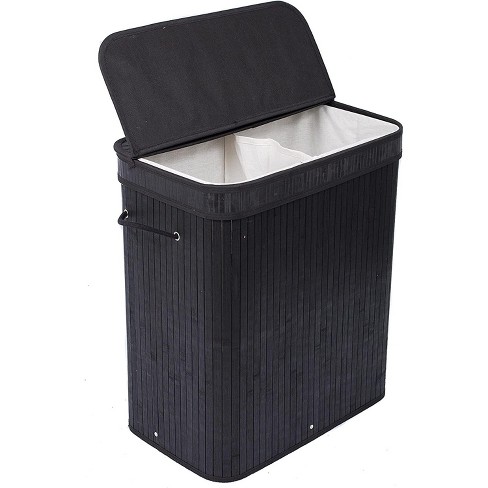 Double laundry hamper clearance with lid