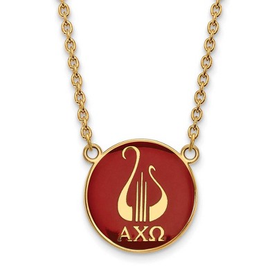 Black Bow Jewelry 14k Yellow Gold Plated Sterling Silver Alpha Chi Omega Greek Life Necklace 18 Inch