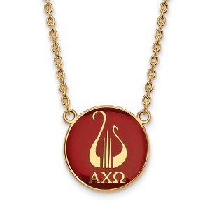 Black Bow Jewelry 14k Yellow Gold Plated Sterling Silver Alpha Chi Omega Greek Life Necklace 18 Inch - 1 of 4