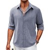COOFANDY Men's Casual Button Down Shirt Long Sleeve Untucked Chambray Shirt Wrinkle Free Dress Shirts - 4 of 4
