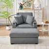 TIRAMISUBEST 55" Oversized Chaise Lounge Chair with Ottoman and Storage, with Cup Holder,Mobile Phone Stand&USB Charging Port, Gray - 4 of 4