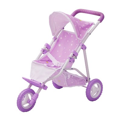 Olivia s Little World Doll Jogging style Pram Purple white stars