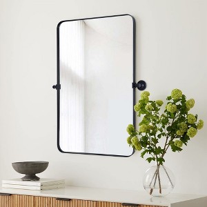 TEHOME Rounded Rectangular Pivoting Metal Framed Wall Mounted Bathroom Vanity Mirror - 1 of 4