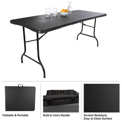 Black 6-Foot Folding Camping and Utility Table