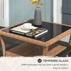 COWLOWN Brown Outdoor End Table with Storage Shelf, Rattan Side Table, Coffee Table with Tempered Glass Top - 3 of 4