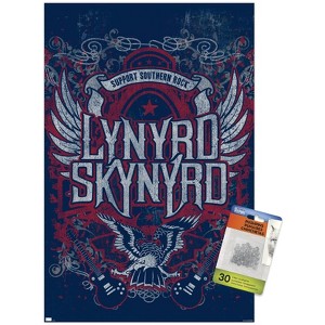 Trends International Lynyrd Skynyrd - Navy Logo Unframed Wall Poster Print Clear Push Pins Bundle 14.725" x 22.375" - 1 of 4