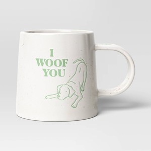 16oz Stoneware I Woof You Mug White - Room Essentials™: Coffee Mug, Microwave & Dishwasher Safe, Dorm Room Essential - 1 of 3