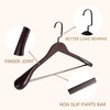 BP4U 16-Inch Wooden Suit Hangers with Non-Slip Pants Bar, Wood Extra-Wide Shoulder Hangers - 4 of 4