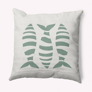 16"x16" Puzzle Fish Square Throw Pillow Sage Green/White - e by design: Indoor Decorative Cushion, Polyester Twill, Down Alternative Fill - 1 of 4