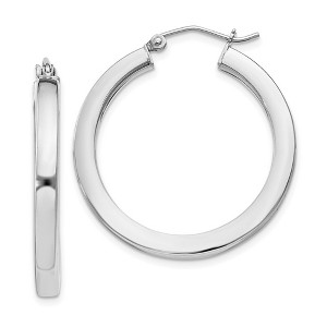 Black Bow Jewelry 3.25mm, Sterling Silver, Polished Square Hoops - 30mm (1 1/8 Inch) - 1 of 4