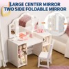 Kids Vanity Table with Drawers, Princess Makeup Desk & Chair Set, Detachable Tri-Folding Mirror, Wooden Toddler Vanity Table - 3 of 4