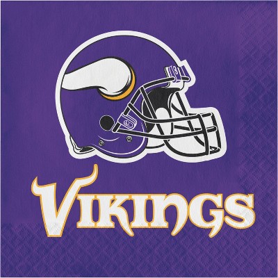 48ct Minnesota Vikings Football Napkins: NFL Team Logo, Purple, Square, Disposable, Super Bowl Party Essentials