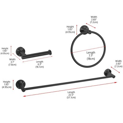 Matte Black Stainless Steel 3-Piece Bathroom Hardware Set