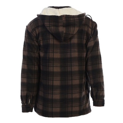 GIOBERTI Men's Faux Shearling Lined Flannel Jacket with Removable Hood, Navy / Gray, XL — фото 2