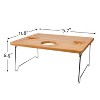 Tirrinia 15.7" x 11.8" Eco - friendly Natural Bamboo Wine Picnic Table, Folding Portable Outdoor Wine Glasses & Bottle, Snack and Cheese Holder Tray - 4 of 4