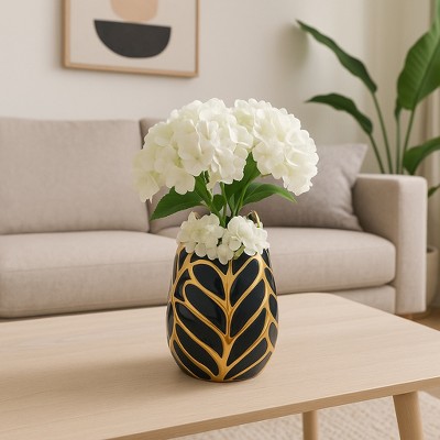 Sagebrook Home Glam Decorative Ceramic Leaf Bud Vase for Room and Office Decor