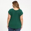 Women's Plus Size Summer Pleated Curved Hem Ruffle Sleeve Round Neck Dressy Loose Blouses - GRACE & GRANDEUR - 3 of 4