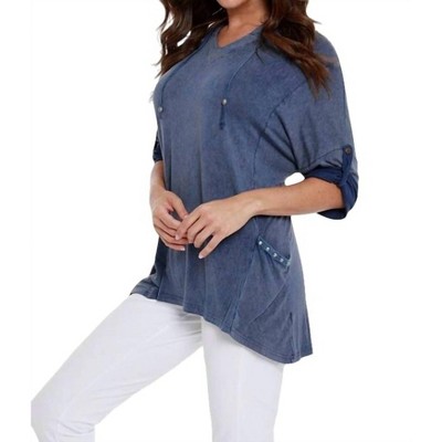 Women's Hooded Drawstring Tunic Top - ANGEL