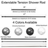 Evideco French Home Goods Extendable Tension Shower Curtain Rod, Available in 4 Colors and 2 Sizes - 3 of 4