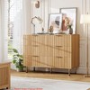 56 inch Wide Fluted Dresser w/ 6 Drawers, Wooden Chest with Metal Handles for Bedroom, Living Room - 3 of 4