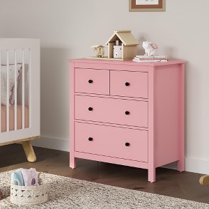 Heynemo Pink 3 Drawer Dresser, 30" Wood Chest of Drawers with Soft-Close Drawers, Wide Nightstand Cabinet with 3 Spacious Drawers, Pink - 1 of 4