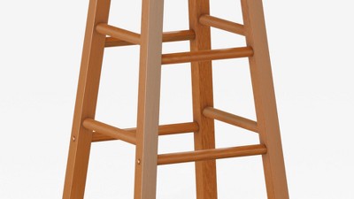 Walnut Wood Square Seat Counter Height Barstool