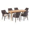 Christopher Knight Home Axel Outdoor Wicker and Acacia Wood 7 Piece Dining Set with Cushion, Teak/Multibrown - 2 of 4