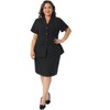 Women's Plus Size 2 Piece Short Sleeve Blazer and Pencil Skirts Business Formal Skirt Suit Set with Pocket - Agnes Orinda - 3 of 4
