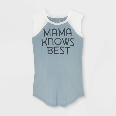 Sleeveless Mama Knows Best Baseball Graphic Maternity T-Shirt - Isabel Maternity by Ingrid & Isabel™ Blue